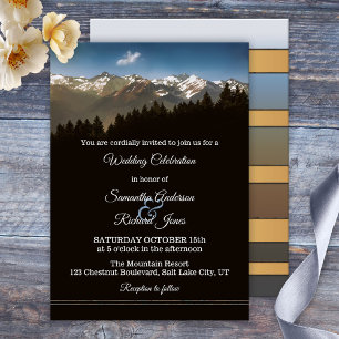 Painted Mountains Pine Trees Wedding Invitation