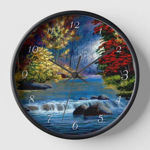 Painted Mysterious Woods and River Clock