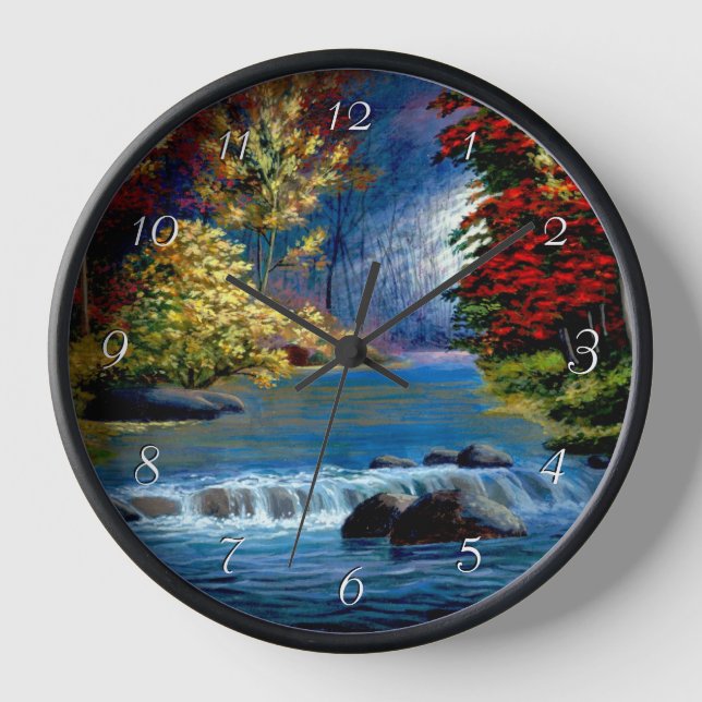Painted Mysterious Woods and River Clock (Front)