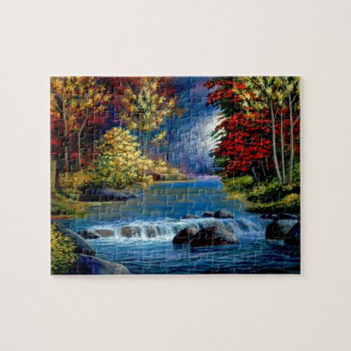 Painted Mysterious Woods and River Jigsaw Puzzle