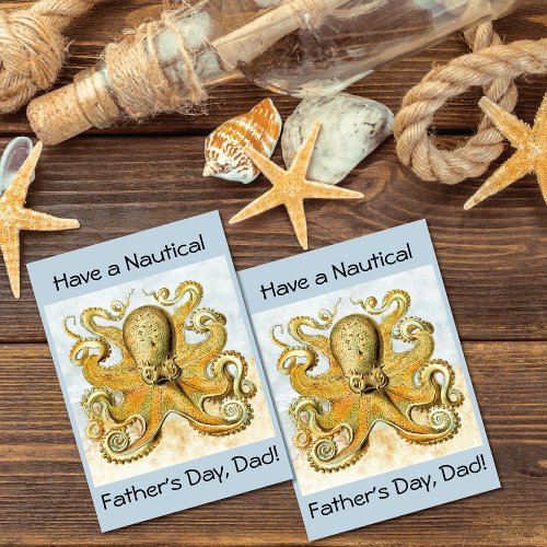 Painted Nautical Octopus Kraken Squid Fathers Day Card