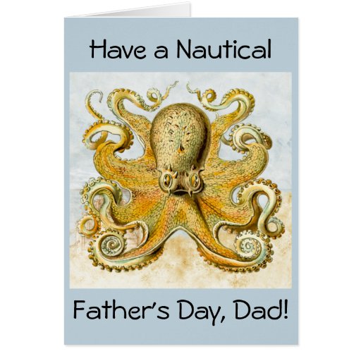 Painted Nautical Octopus Kraken Squid Father's Day Card