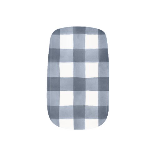 Painted Navy Buffalo Plaid Minx Nail Art