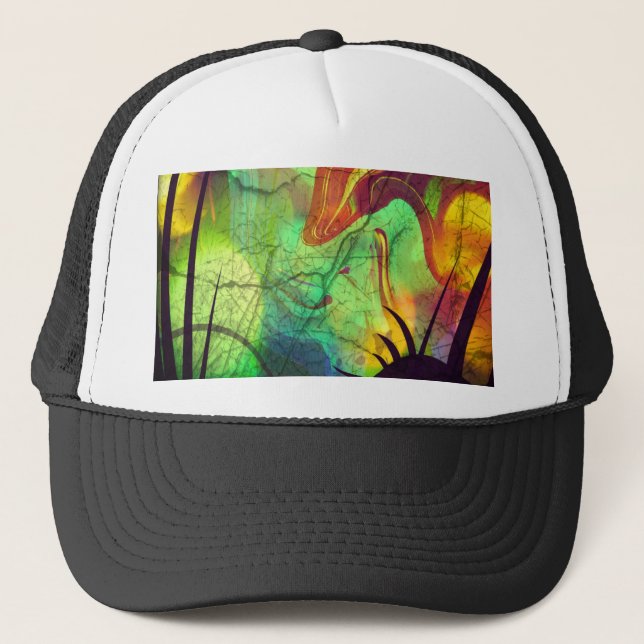 Painted Nebula -Fire Opal Abstract Trucker Hat (Front)