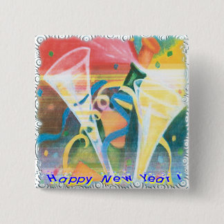 Painted New Year Pinback Button