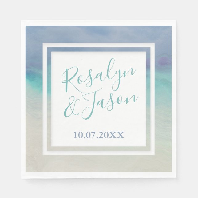 Painted Ocean Border Napkins (Front)