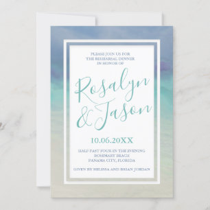 Painted Ocean Border Rehearsal Dinner Invitation