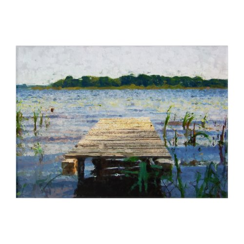 Painted of Footbridge in the water Havel river Acrylic Print