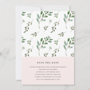 Painted Olive Branches Simple Blush Pink Wedding Save The Date