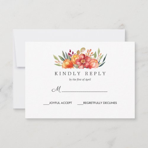 Painted orange Floral Wedding  Response Rsvp