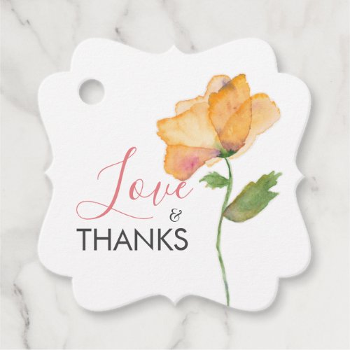 Painted Orange Flowers Watercolor Poppies Favor Ta Favor Tags