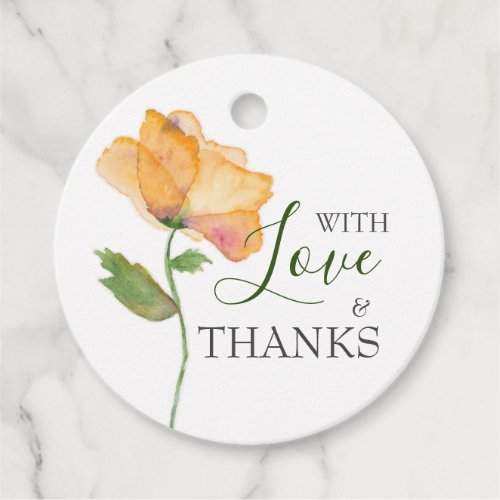 Painted Orange Watercolor Flowers Gift Tags