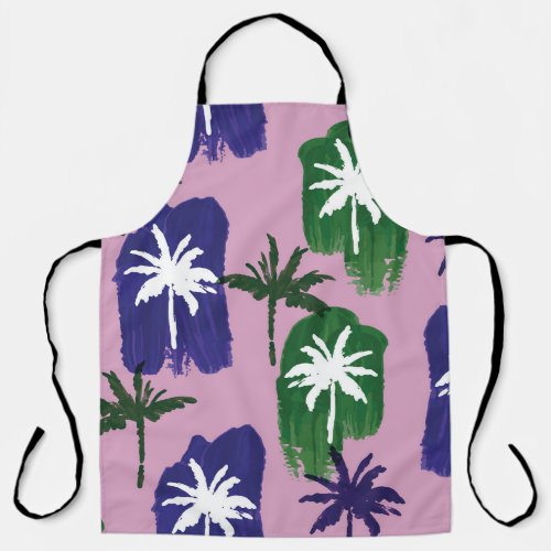 Painted Palm Navy Blue Green Apron