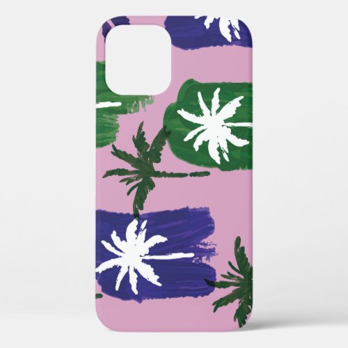 Painted Palm Navy Blue Green iPhone 12 Case