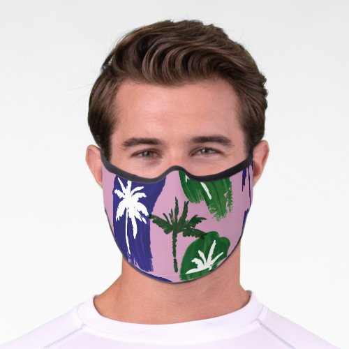 Painted Palm Navy Blue Green Premium Face Mask