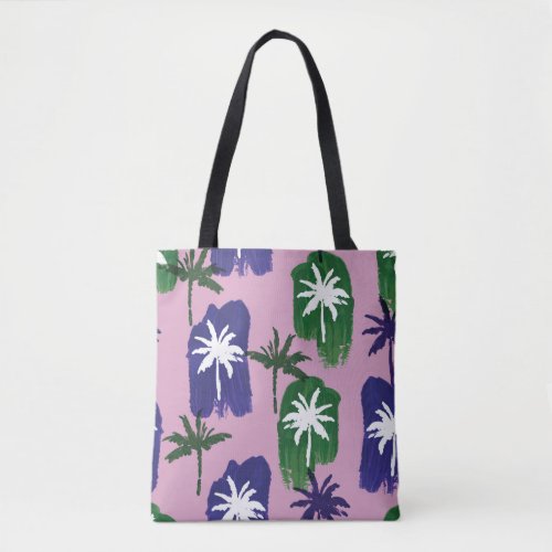 Painted Palm Navy Blue Green Tote Bag