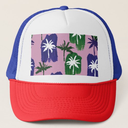 Painted Palm Navy Blue Green Trucker Hat