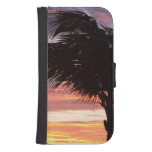 Painted Palm Sunset Galaxy S4 Wallet Case