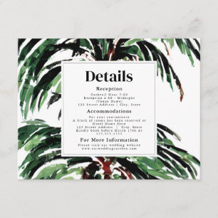 Painted Palm Trees Beach Wedding Reception Details Enclosure Card