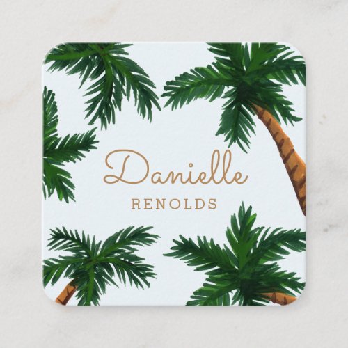 Painted Palm Trees Square Business Card