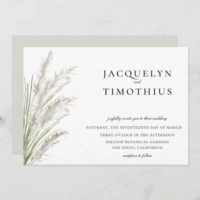 Painted Pampas Grass Wedding Invitation (Front/Back)