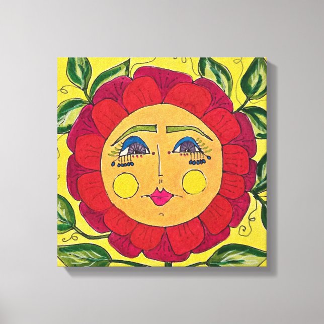 Painted Pansy Flower Girl Canvas Art (Front)