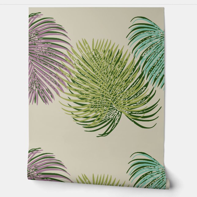 Painted paper tropical leaves wallpaper  (Unrolling)