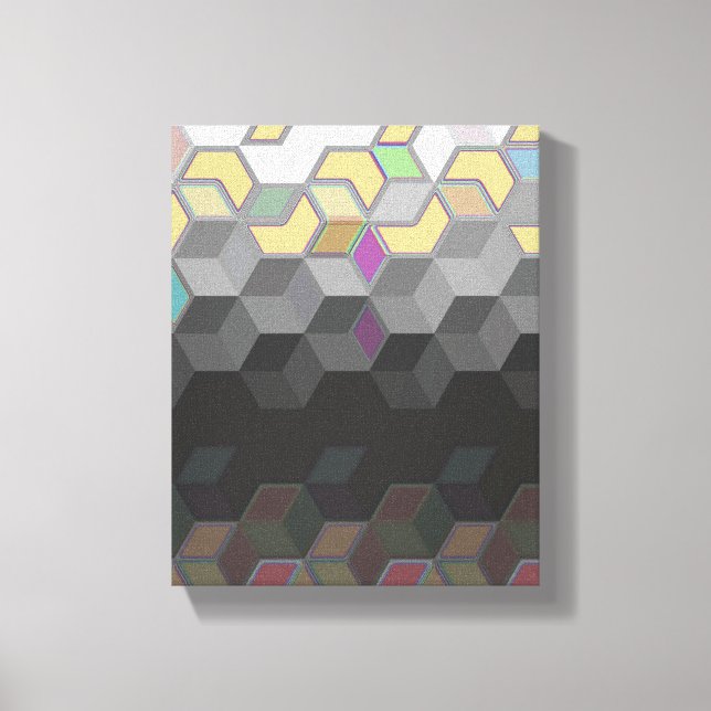 painted pastel and dark 3d cubes background canvas print (Front)