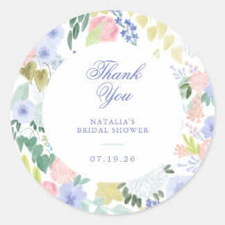 Painted Pastel Garden Bridal Shower Favor sticker