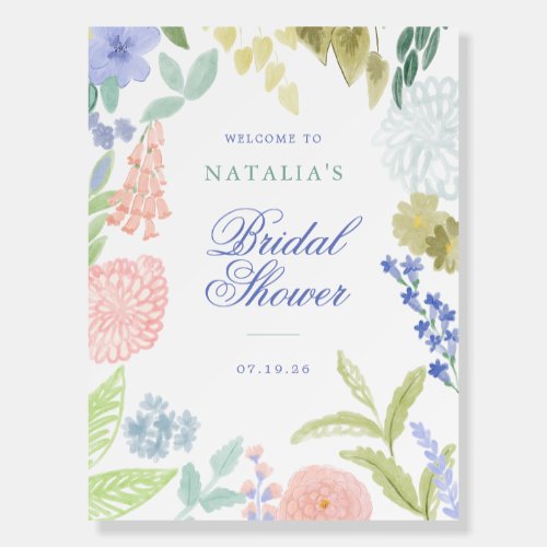 Painted Pastel Garden Bridal Welcome Sign