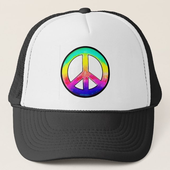 Painted pastel Peace Sign Trucker Hat (Front)