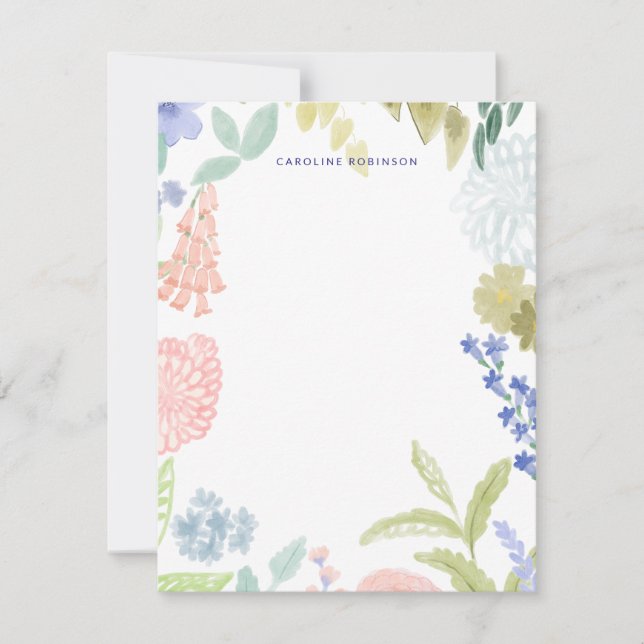 Painted Pastel Spring Garden Note Cards (Front)