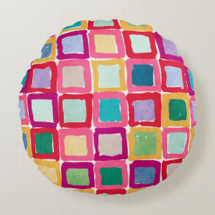 Painted Patches Round Pillow