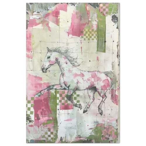 Painted Patchwork Quilt Design Horse Decoupage Tissue Paper
