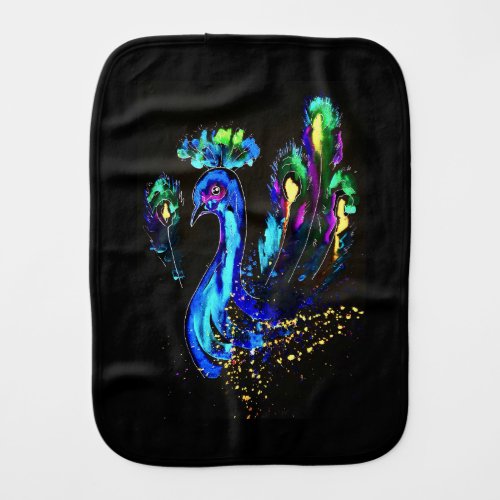 Painted Peacock Baby Burp Cloth