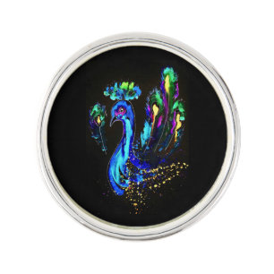Painted Peacock Lapel Pin