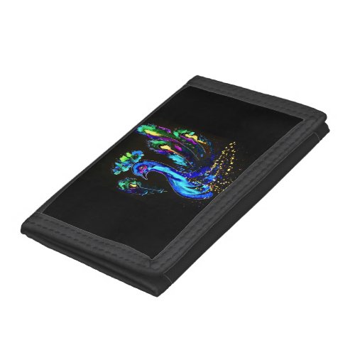 Painted Peacock Trifold Wallet
