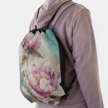 Painted Peonies - Backpack, Drawstring Bag