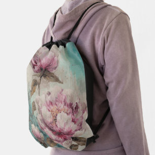 Painted Peonies - Backpack, Drawstring Bag