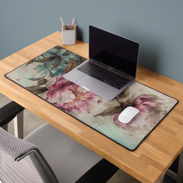 Painted Peonies - Mouse Pad, Desk Mat, Office Desk Mat (Office 2)