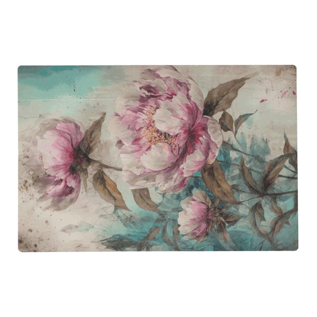 Painted Peonies - Table Placemat (Front)