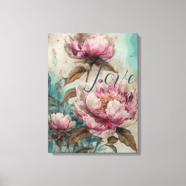 Painted Peonies - Wrapped Canvas Print (Front)