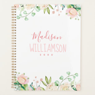 Painted Pink and Green Floral Planner