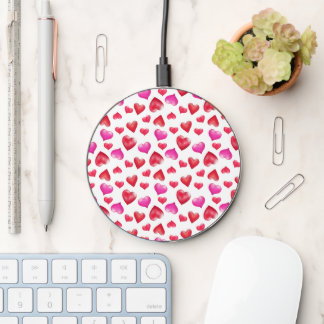 Painted Pink and Red Hearts Pretty Wireless Charger