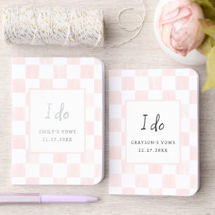 Painted Pink Checkerboard Pattern Wedding Foil Vow Books