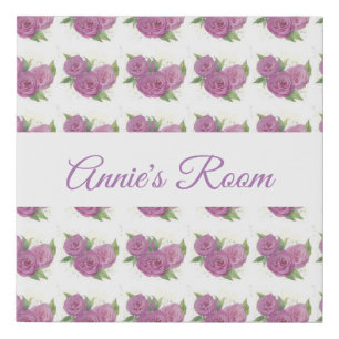Painted pink, mauve roses on cream personalizable faux canvas print