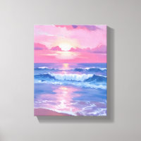 Painted Pink Ocean | Coastal Watercolor Pastel