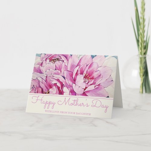 Painted Pink Peonies Mothers Day Holiday Card