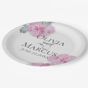 Painted Pink Peonies on Rice Paper Texture Plates