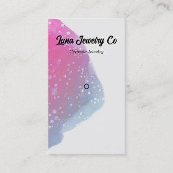 Painted Pink Rainbow Jewelry Pin Business Card by StinaWatsDesign at Zazzle